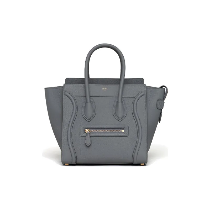CELINE Luggage Cow Leather Smiley Face Bag Handbag Micro Women's Smoky Gray-0