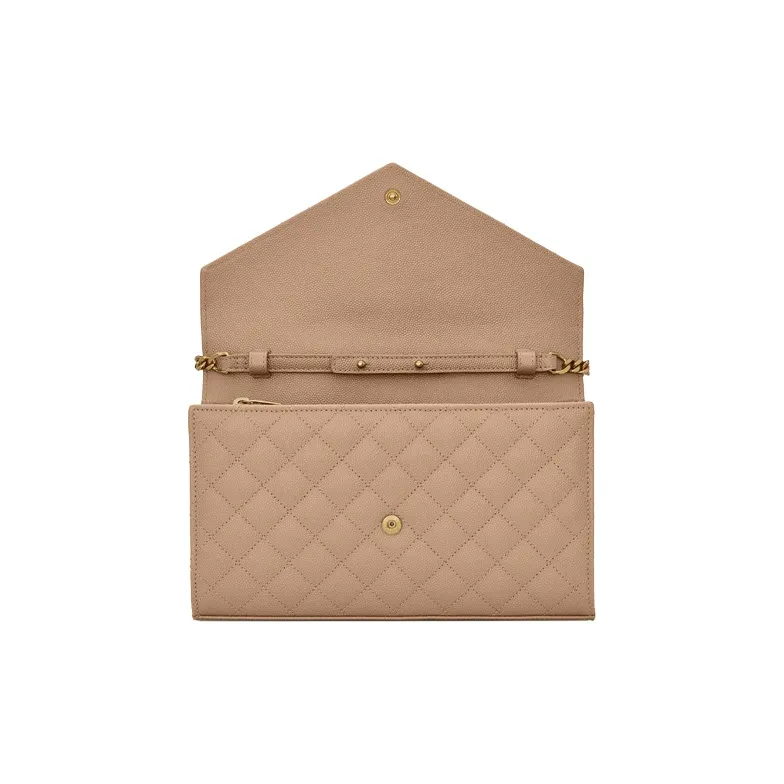 SAINT LAURENT Cow Leather Wallets Shoulder Bag Crossbody Bag Regular Women's Dark Beige-4