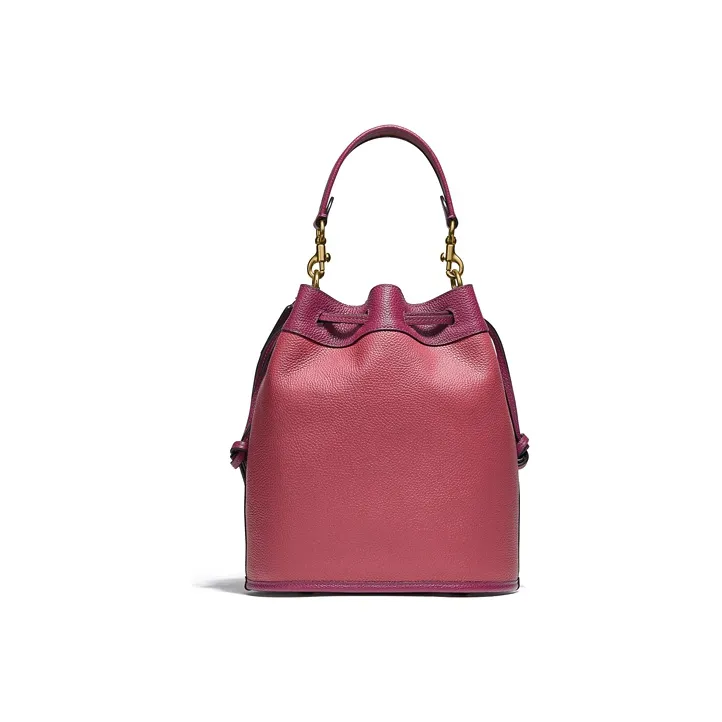 COACH Field Leather One Shoulder Handbag Medium Size Women's Strawberry Rouge Red-2