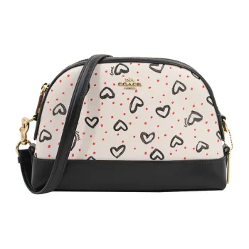COACH Dome Leather Dome Bag, Shoulder Bag, Crossbody Bag Trumpets Women's White