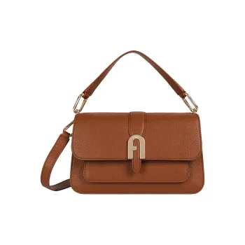 Furla Cow Leather Messenger Bag, Shoulder Bag, Crossbody Bag, Handbag Mini Women's Brown