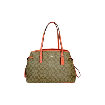 COACH PVC Shoulder Bag Women's Khaki & Orange
