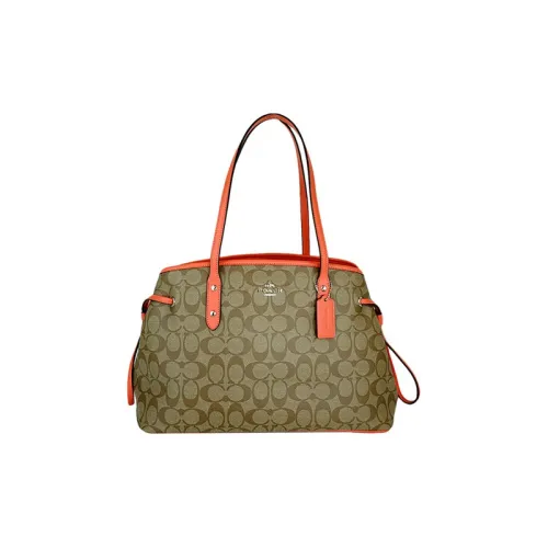 COACH PVC Shoulder Bag Women's Khaki & Orange