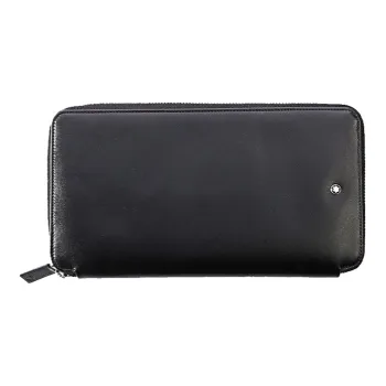 MONTBLANC Leather Long Zip Closure Travel Wallet Men's Black