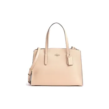 COACH Charlie Cow Leather Crossbody Bag, Shoulder Bag, Crossbody Tote Handbag Women's Beech Brown