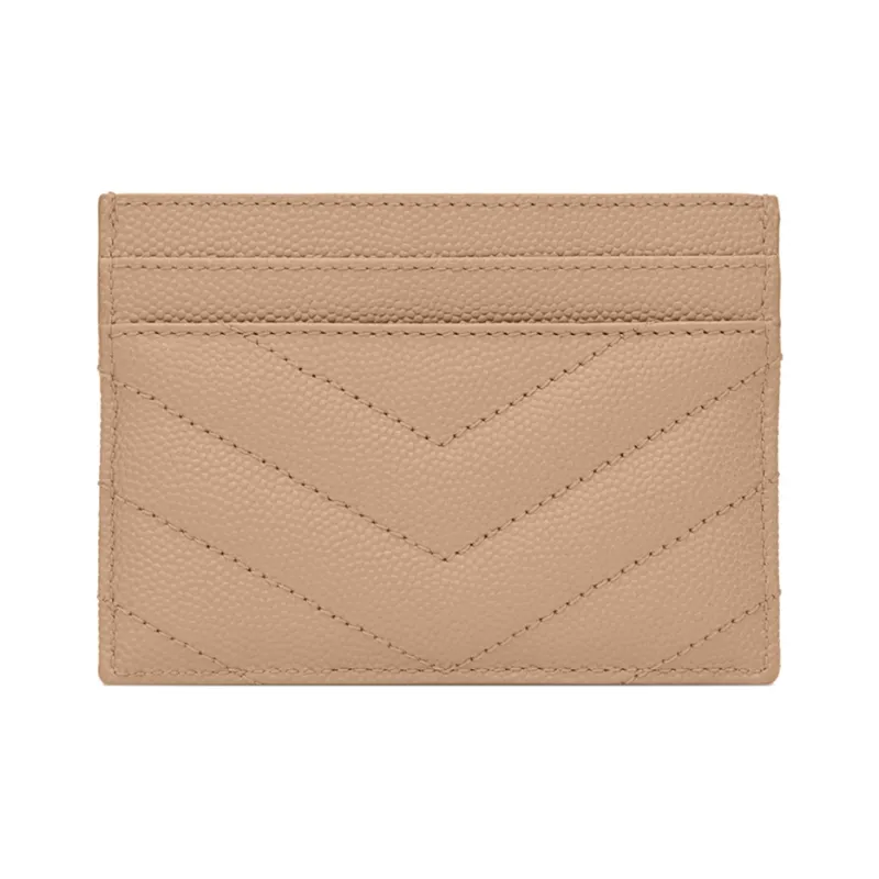 SAINT LAURENT Monogram Quilting Cow Leather Card Holder Card Holder Women's Dark Beige-1