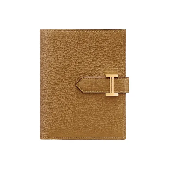 HERMES Bearn Mysore Goat Skin Short Wallet Women's 2H Kraft Paper Color-0