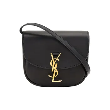 SAINT LAURENT KAIA Smooth Cow Leather Saddle Bag Shoulder Bag Crossbody Bag Small Size Women's Black