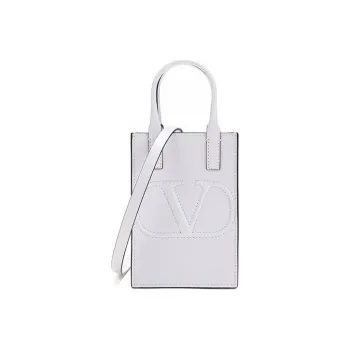 Valentino Leather Cell Phone Pouch Portable Crossbody Bag Shoulder Bag Women's White