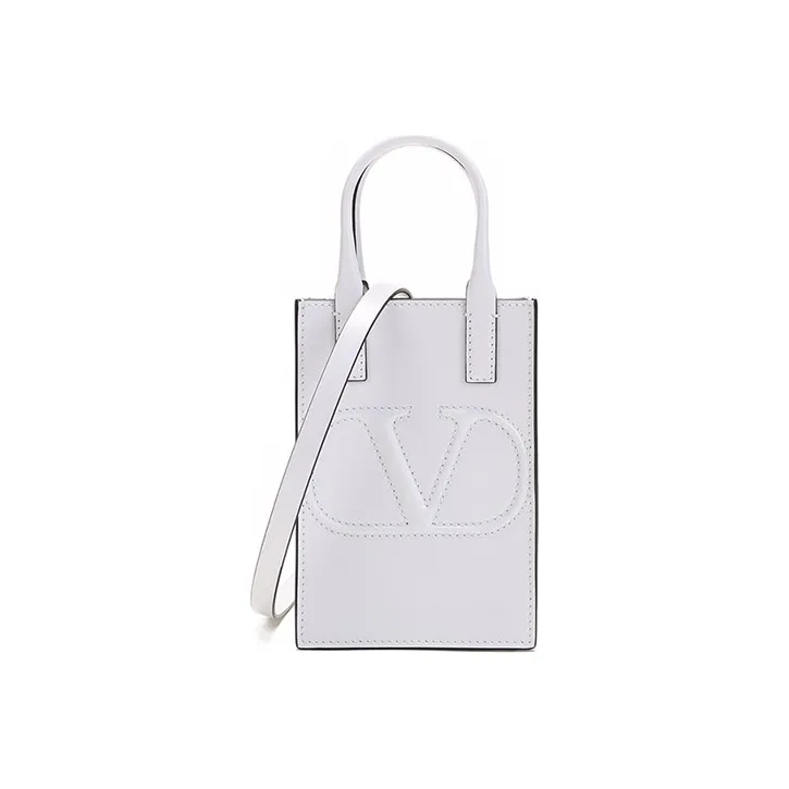 Valentino Leather Cell Phone Pouch Portable Crossbody Bag Shoulder Bag Women's White-0