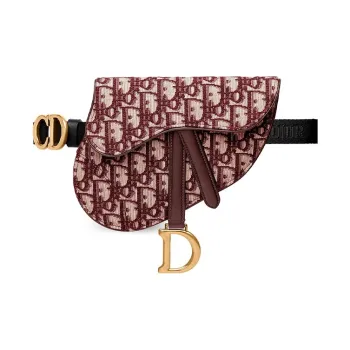 DIOR Saddle Cow Leather Saddle Bag Fanny Pack Women's Burgundy