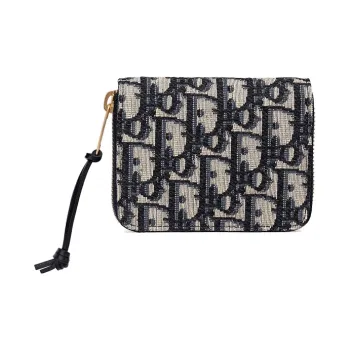DIOR Canvas Card Holders Coin Purses Wallets Small Size Women's Blue