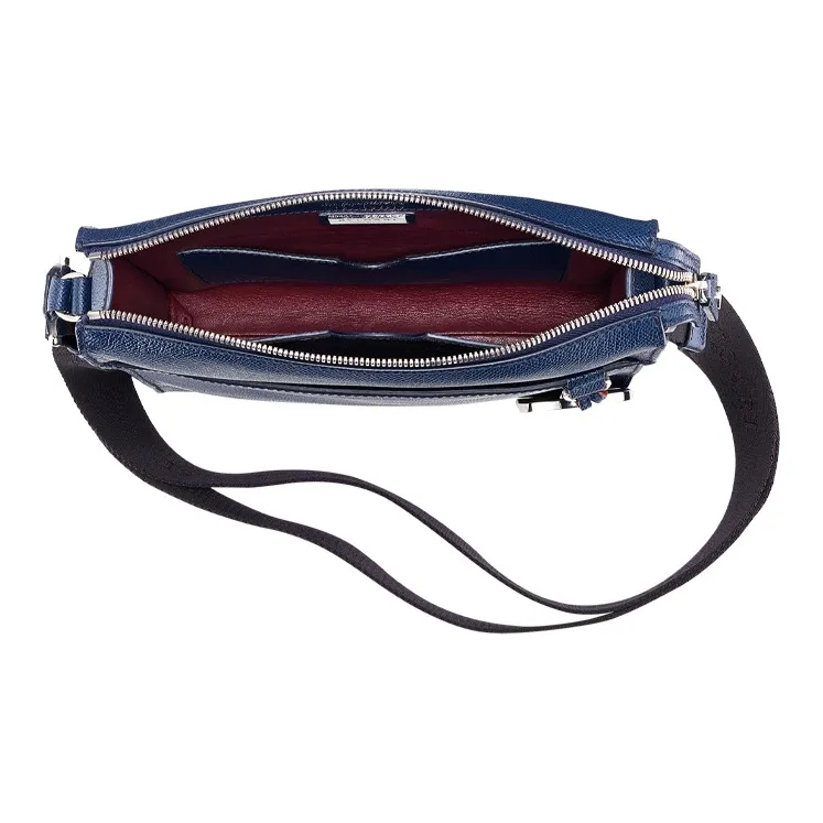 BVLGARI Grain Calfskin Messenger Bag, Crossbody Bag Men's Sapphire Blue-3