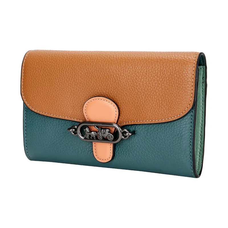 COACH Leather Crossbody Bag Shoulder Bag Small Size Women's Brown Green & Multicolor-1