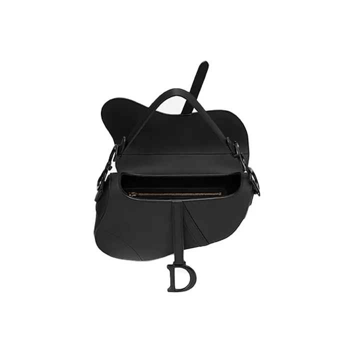 DIOR Cow Leather Saddle Bags One Shoulder Handbags Women's Black-2