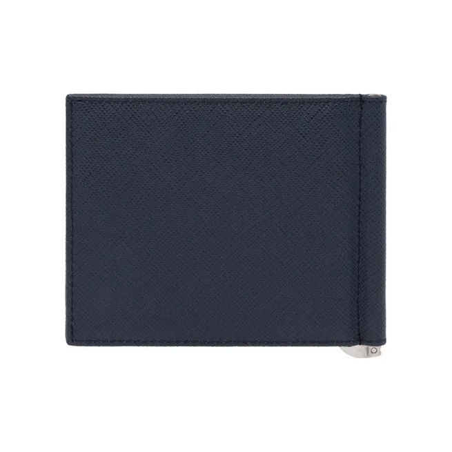 PRADA Cow Leather Card Holder Unisex Marine Blue-1