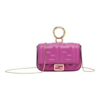FENDI Lambskin Coin Purse Shoulder Bag Crossbody Bag Extra Mini Women's Purple 21