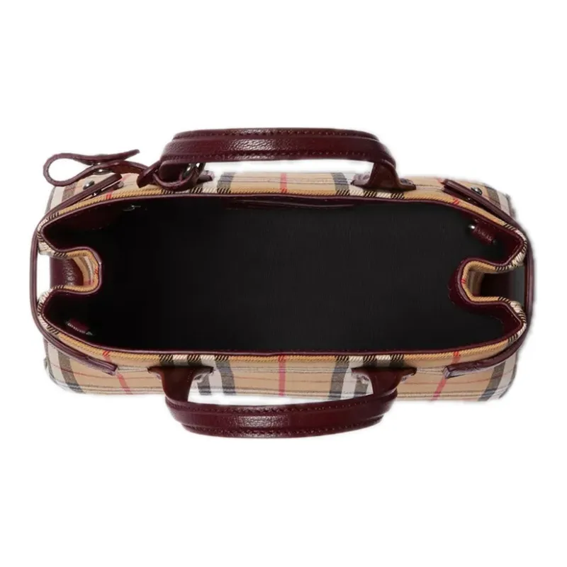 Burberry Banner Tote Leather Small Deep Claret-4