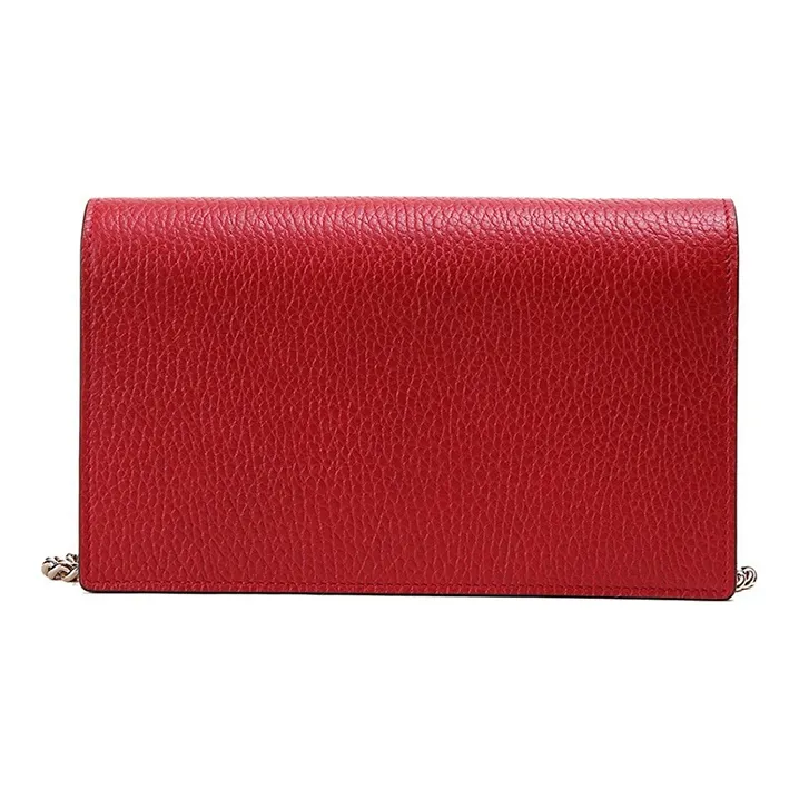GUCCI Interlocking GG Crossbody Chain Wallet Red-1