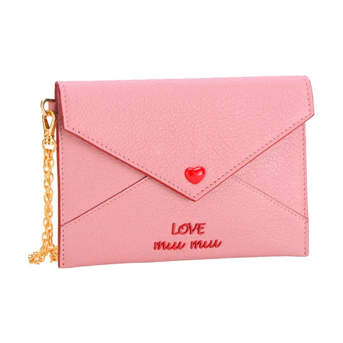 MIU MIU Sheepskin Envelope Bag Wallets Small Size Women's Pink-1