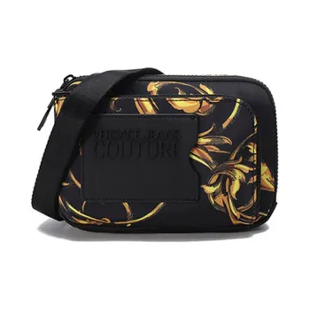 VERSACE JEANS COUTURE Nylon Fabric Sling Bag, Crossbody Bag, Shoulder Bag Men's Black