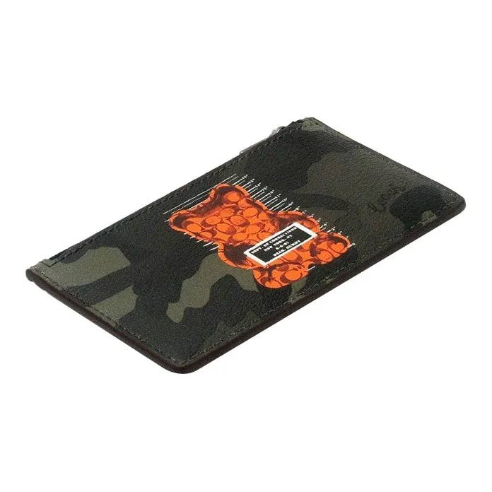 COACH Vandal Gummy Bear Collaboration Coated Canvas With Exquisite Calfskin Card Holder Unisex Graphite-1