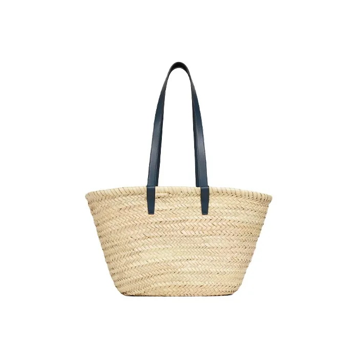 CELINE Triumph Gate Triomphe Linen Shoulder Bag Tote Bag Shopping Bag Handbag Medium Size Women's Marine Blue-2