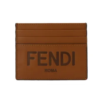 FENDI Calfskin Card Holder Card Holder Men's Brown