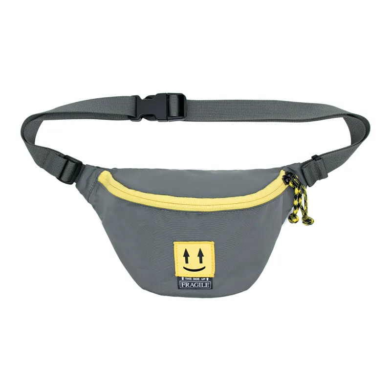 The MAD HATcher Nylon Fabric Shoulder Bags Fanny Pack Small Size Unisex Blue/Gray-4