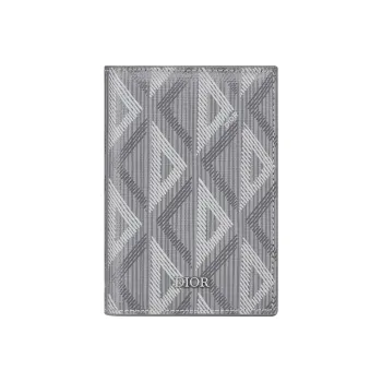 DIOR Diamond Canvas Card Holder Men's Gray