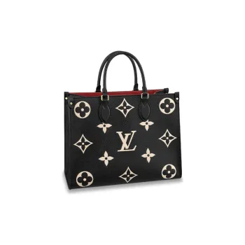 LOUIS VUITTON ONTHEGO Cow Leather Jungle Bag Tote Bag Shopping Bag Shoulder Bag Handbag Medium Size Women's Black