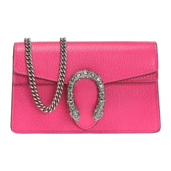 GUCCI Dionysus Leather Shoulder Bag Crossbody Bag Extra Mini Women's Fuchsia
