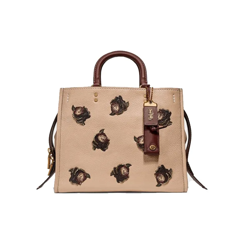 COACH Rogue Cow Leather Handbag, Shoulder Bag, Crossbody Bag Large Size Women's Nude-0