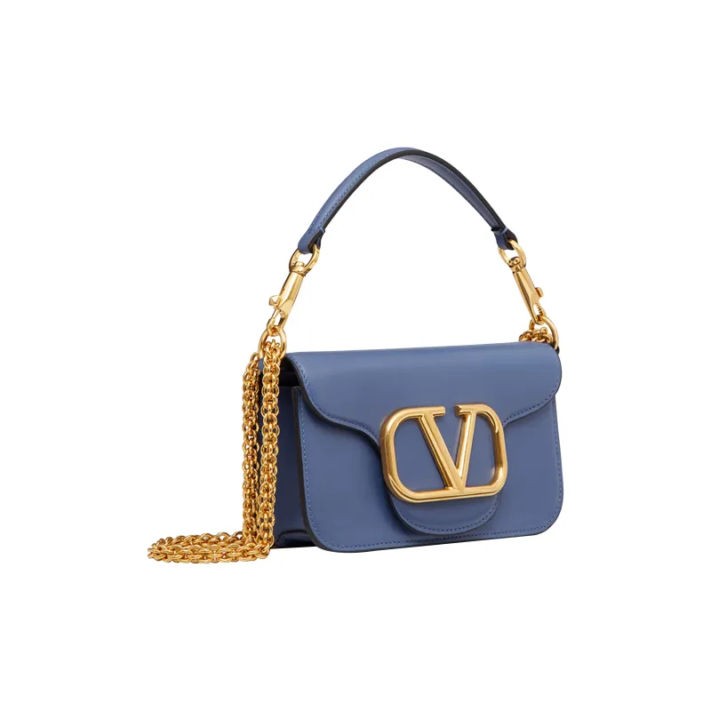 Valentino Locò Calfskin Baguette Bag One Shoulder Bag Handbag Mini Women's Forget Me Not Blue-1