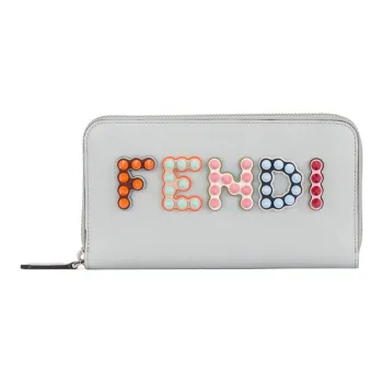 FENDI Leather Wallet Regular Women's Light Gray