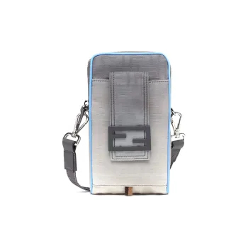 FENDI Baguette Jacquard Fabric Baguette Bag Cell Phone Pouch Shoulder Bag Crossbody Bag Medium Size Men's White/Gray