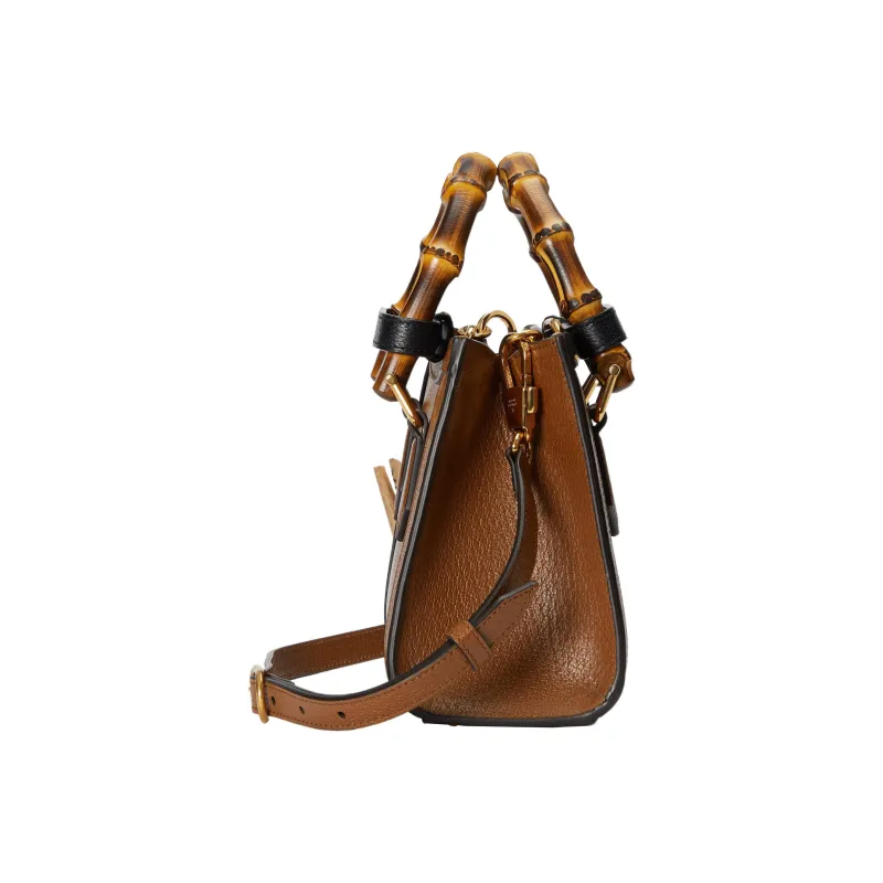 GUCCI Leather Tote Bag Shopping Bag Shoulder Bag Handbag Mini Women's Brown-6