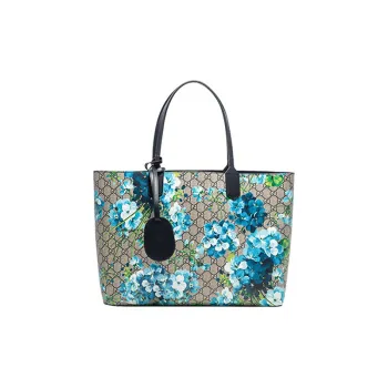 GUCCI GG Blooms Canvas Canvas Bag Tote Bag Shopping Bag Shoulder Bag Handbag Large Size Women's Ebony/Blue