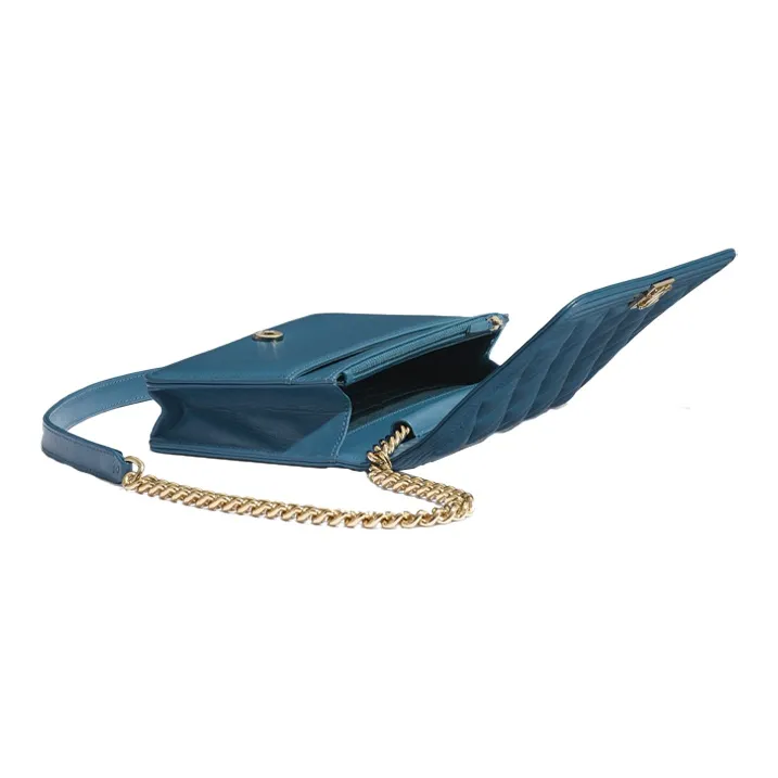 CHANEL Leboy Lambskin Shoulder Bag Women's Turquoise-3