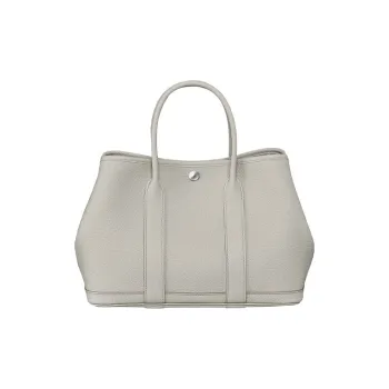 HERMES Garden Party Calfskin Garden Bag Handbag Unisex 8L Beton Glacier White