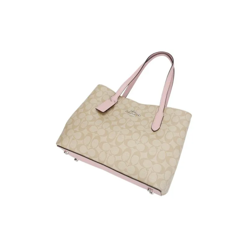 COACH Avenue Artificial Leather Tote Bag Shopping Bag Handbag Shoulder Bag Women's Khaki Pink Multicolor-2