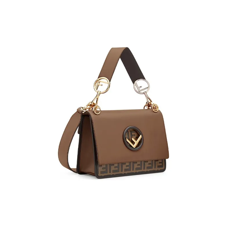 FENDI Kan I Cow Leather Crossbody Handbag Shoulder Bag Women's Chocolate-1