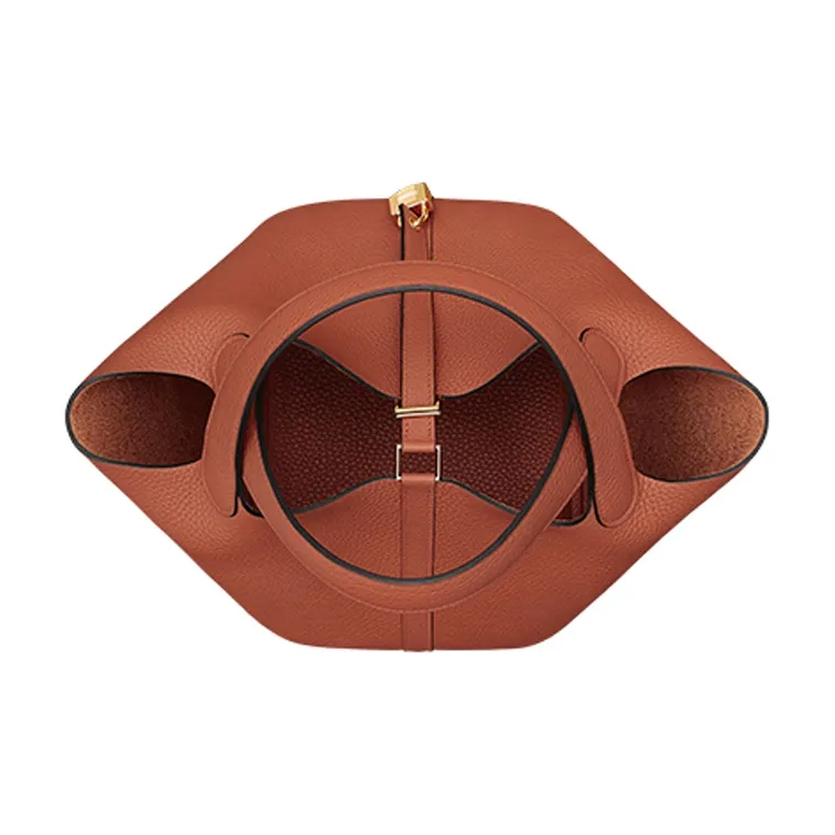 HERMES Picotin Lock Clemence Bullock Leather Handbag 22 Women's 36 Brick Red-2