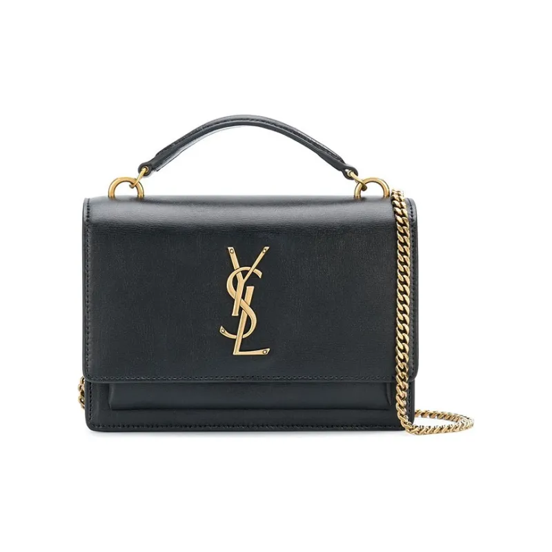 SAINT LAURENT Sunset Chain Wallet In Smooth Leather Noir-1