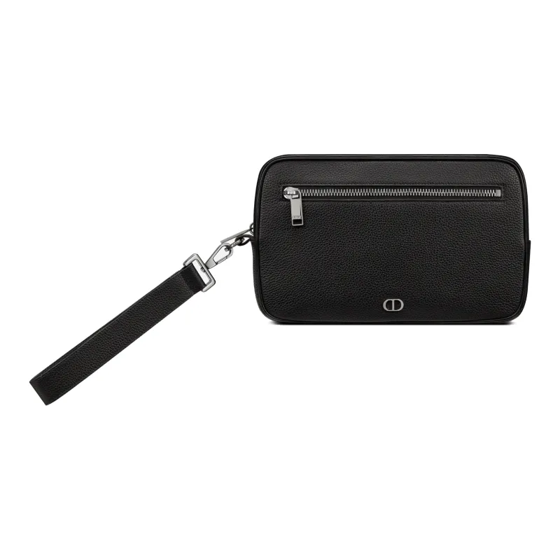 DIOR Grained Calfskin Toiletry Bags Clutches Men's Black-0