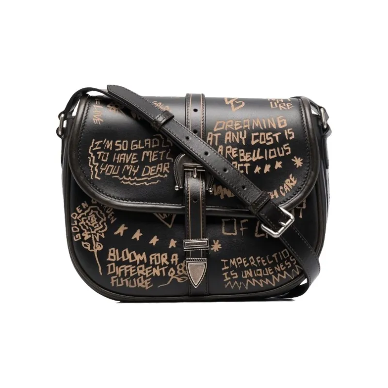 Golden Goose Calfskin Shoulder Bag Crossbody Bag Men's Black-0