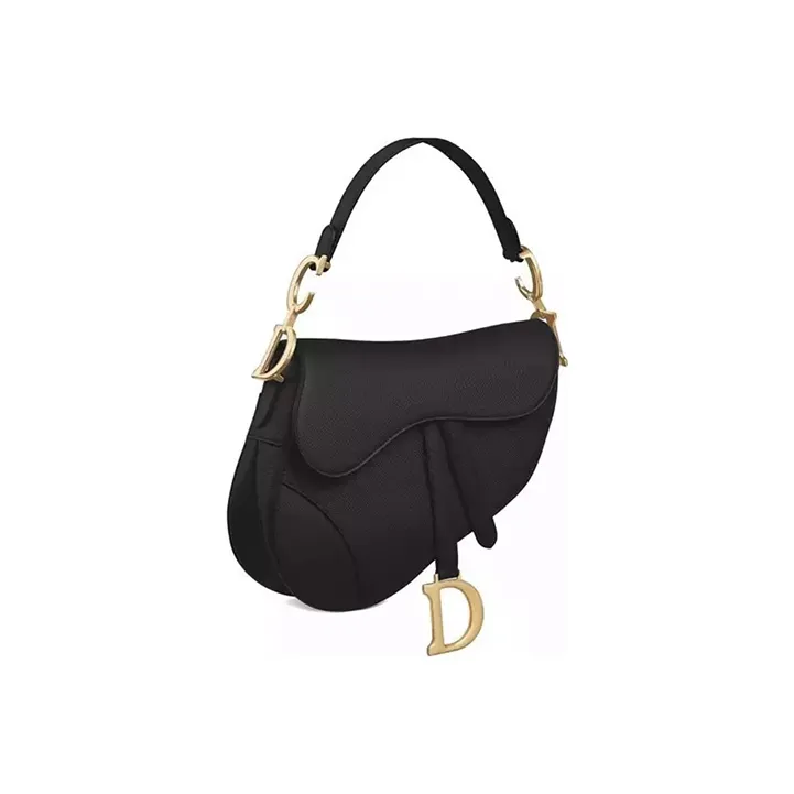 DIOR Saddle Embossed Textured Calfskin Saddle Bag Shoulder Bag Crossbody Bag Women's Black-1