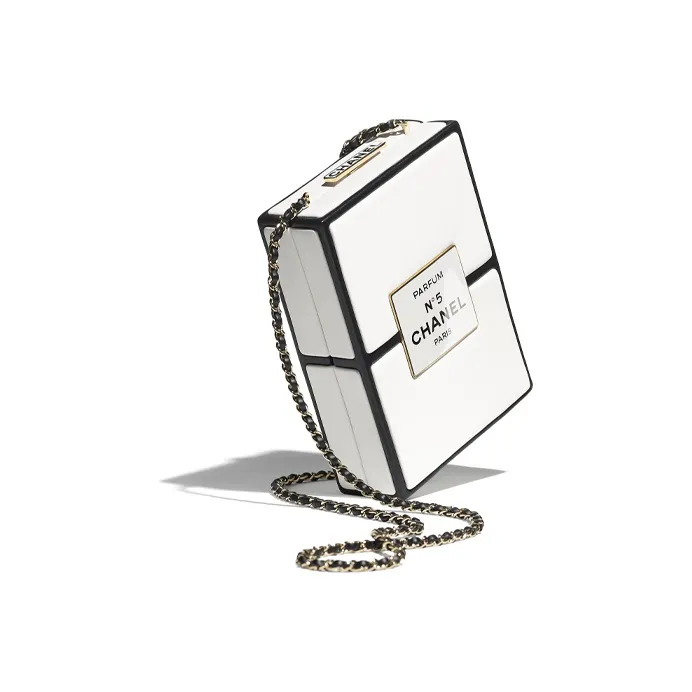 CHANEL Lambskin Shoulder Bag Crossbody Bag Mini Women's White Black Multicolor-3