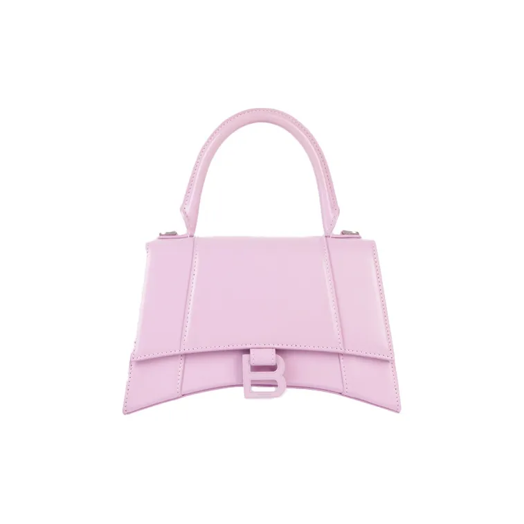 Balenciaga Hourglass Cow Leather Crossbody One Shoulder Handbags Women's Light Pink-0