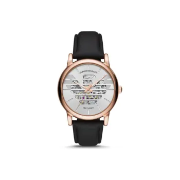 EMPORIO ARMANI Wrist Watch Automatic Mechanical Movement Leather Watch Bands Silver Dial Men's Watches